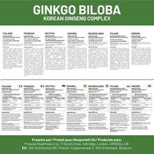 Cargar imagen en el visor de la galería, Ginkgo Biloba con Ginseng Coreano 16,000 mg – 180 Tabletas Veganas / Ginkgo Biloba and Korean Ginseng Tablets 16000mg 180 Vegan