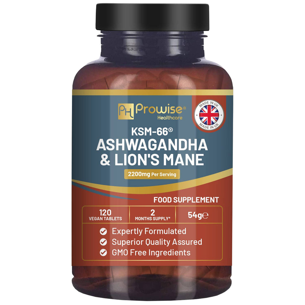 Tabletas de KSM-66 Ashwagandha y Melena de León / KSM-66 Ashwagandha and Lions Mane Tablets