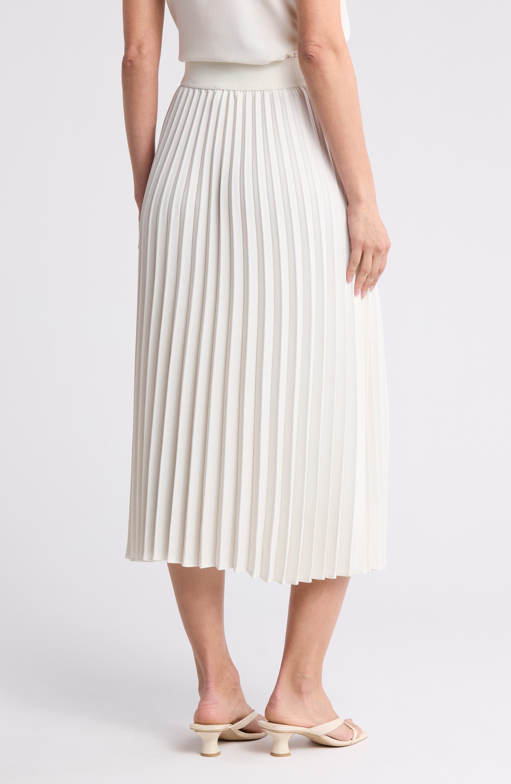 White Pleated midi skirt