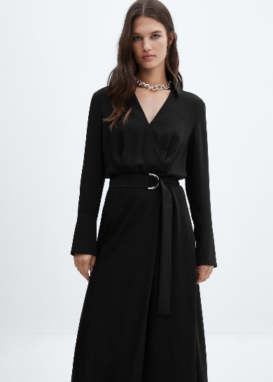 Black Belted Mid Dress