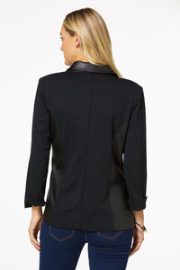 FAUX LEATHER TRIM BLAZER