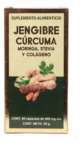 Jengibre Curcuma, Capsulas, Suplemento Alimenticio, 50 Piezas