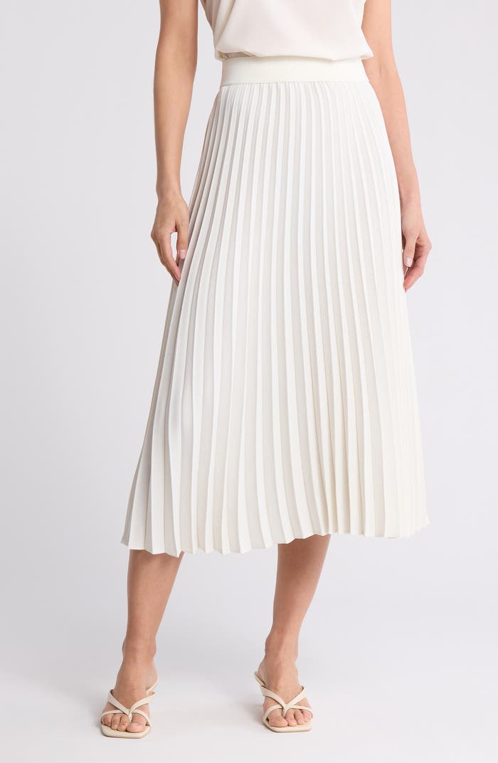 White Pleated midi skirt