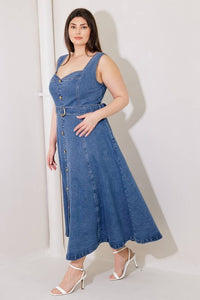 Plus Size Solid Denim Maxi Dress – Effortlessly Chic, Perfectly Comfortable