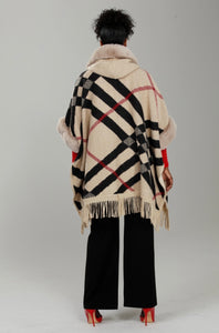 Faux fur wrap poncho