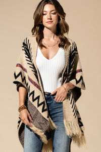 AZTEC PATTERN KNIT RUANA