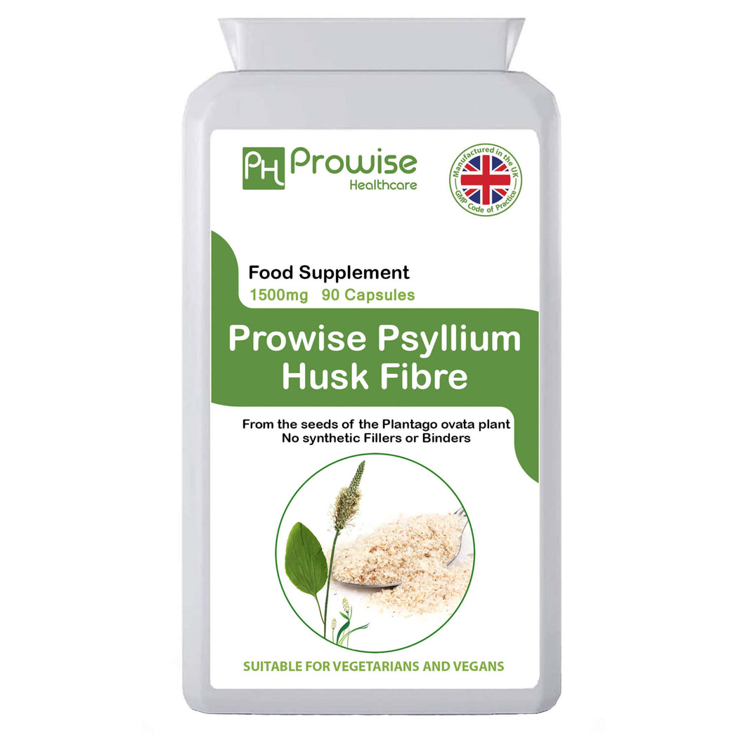 Cáscaras de Psyllium 1500 mg – 90 Cápsulas | Fibra Dietética Natural para Limpieza de Colon / Psyllium Husks 1500mg 90 Capsules - Natural Dietary Fibre for Colon Cleansing