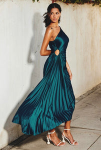 Asymmetrical Pleated Maxi Dress