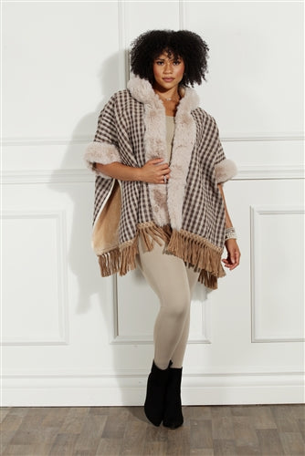 Cozy luxury print poncho