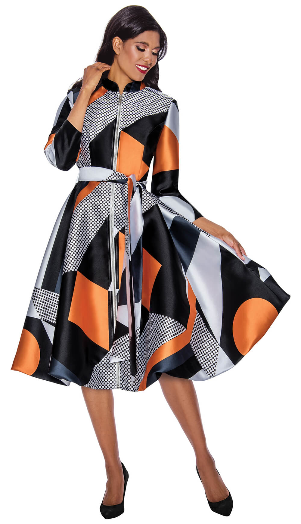 Print midi dress with balloon hem