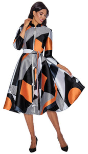 Print midi dress with balloon hem