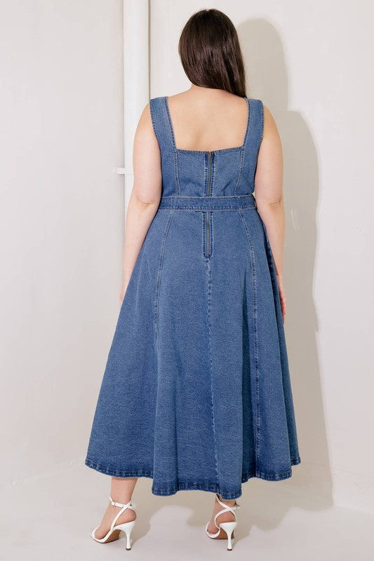 Plus Size Solid Denim Maxi Dress – Effortlessly Chic, Perfectly Comfortable