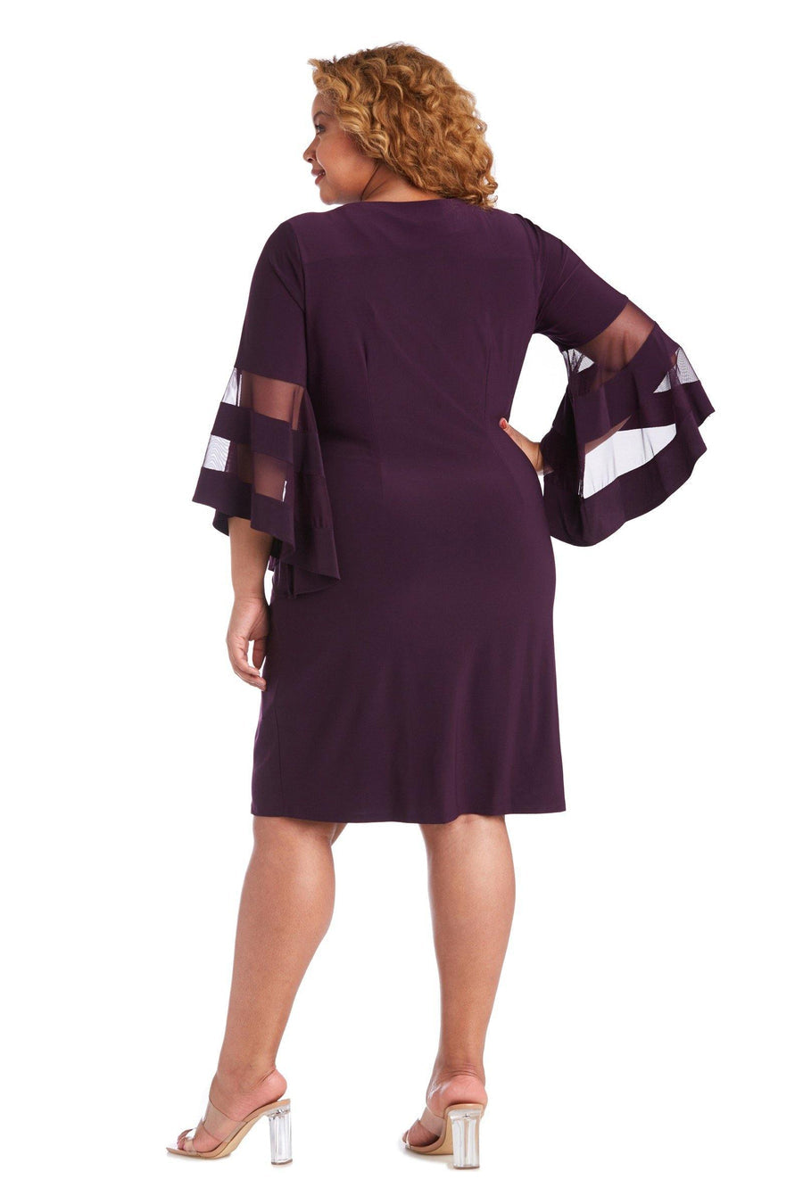 Wraparound Knee Length Dress with Bell Sleeves