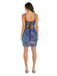 Sequin Swirl Lace-Up Cocktail Minidress