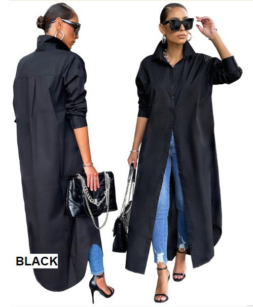 Button front black duster