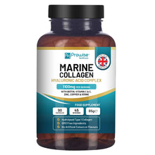 Cargar imagen en el visor de la galería, Colágeno Marino con Ácido Hialurónico Enriquecido con Vitaminas C, E, B2, Biotina y Minerales 90 caps | Para Mujeres y Hombre/ Marine Collagen with Hyaluronic Acid Boosted with Vitamins C, E, B2, Biotin, Copper, Zinc and Iodine | for Women and Men 90 caps
