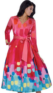 Printed Midi Dress Plus Size with V-Neck and Sash Belt