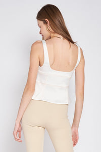 WHITE SLEEVELESS BUSTIER TOP