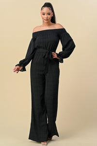 OFF SHOULDER NECKLINE JUMPSUIT