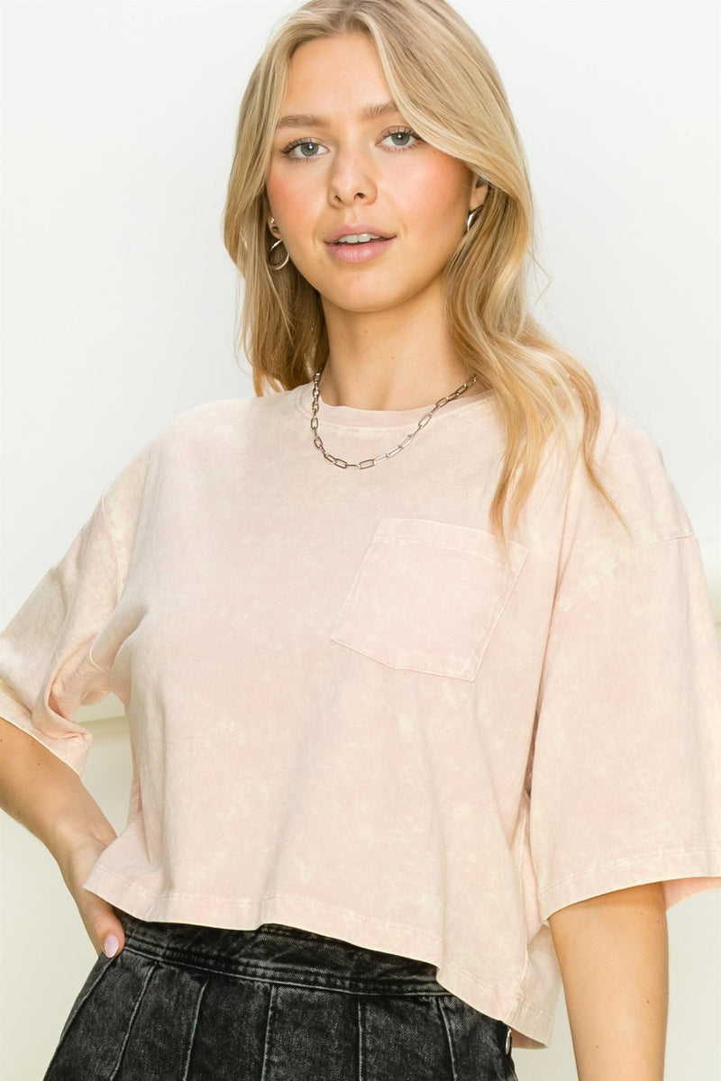 CASUAL CREW NECK CROPPED TEE