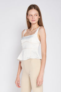 WHITE SLEEVELESS BUSTIER TOP