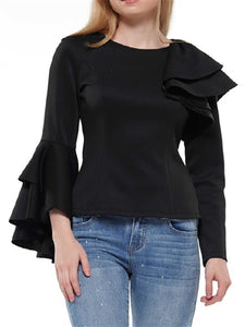 RUFFLE LONG SLEEVEE TOP