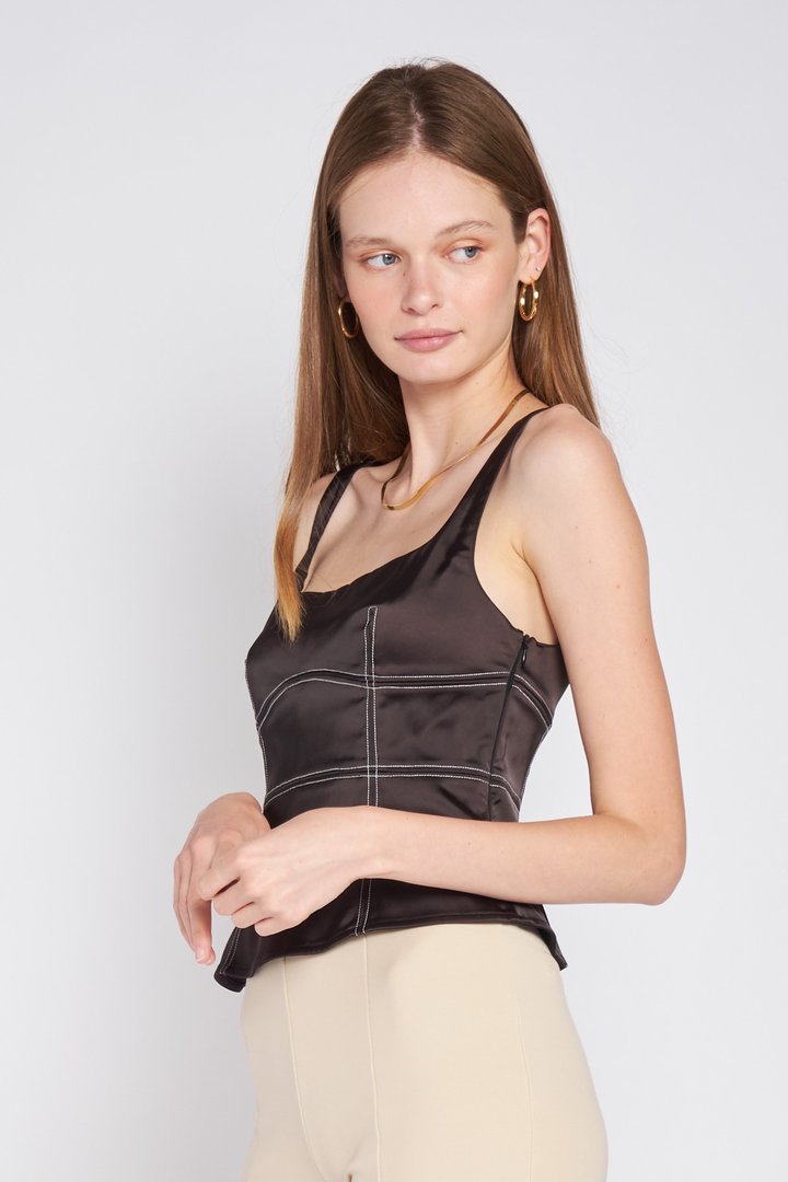 BLACK SLEEVELESS BUSTIER TOP