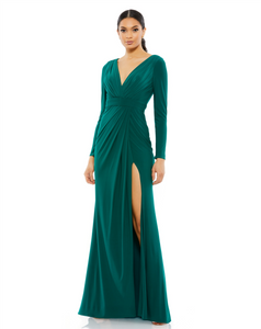 Long sleeve, v-neck gown