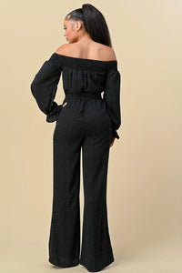 OFF SHOULDER NECKLINE JUMPSUIT