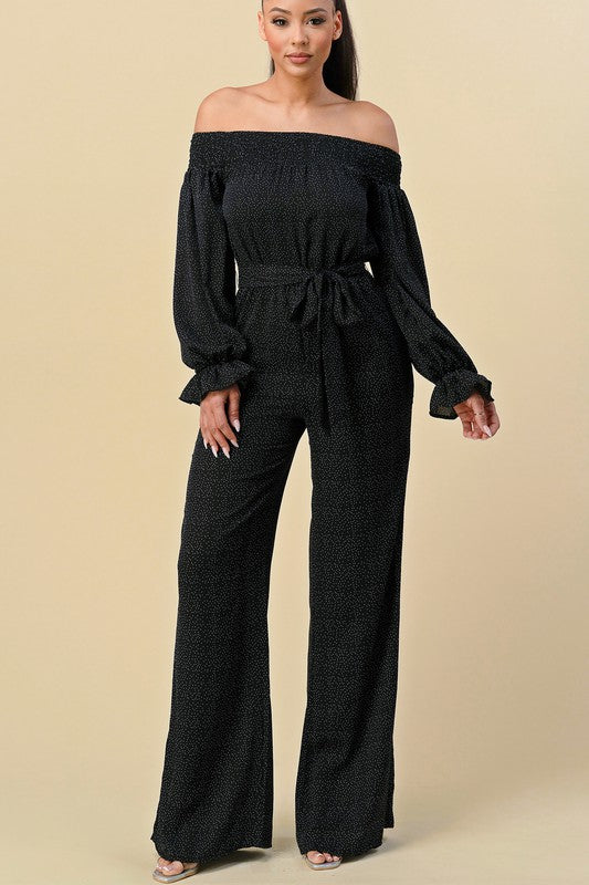 OFF SHOULDER NECKLINE JUMPSUIT