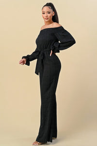 OFF SHOULDER NECKLINE JUMPSUIT